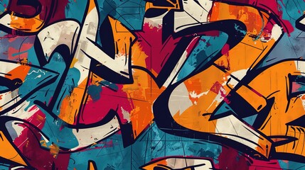 Urban graffiti pattern wallpaper