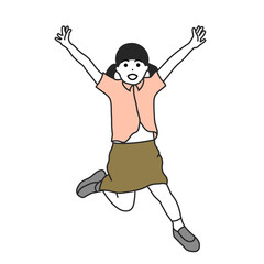 ジャンプする女の子のイラスト