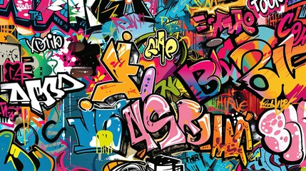 Urban graffiti pattern wallpaper