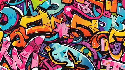 Urban graffiti pattern wallpaper