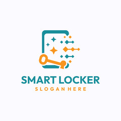 Smart locker logo design template. Safe storage technology concept. Creative vector symbol.