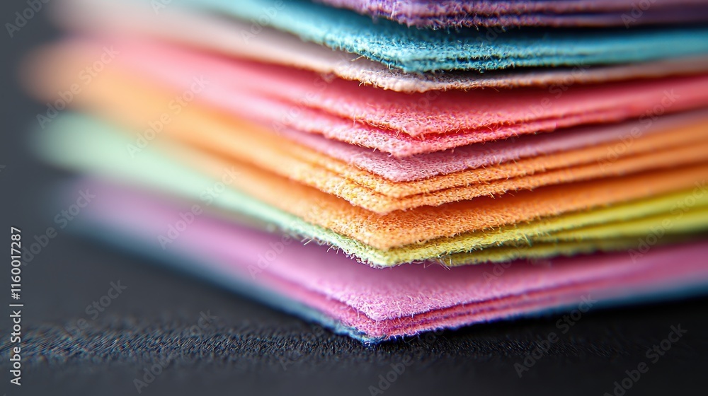 Aufkleber colorful layers of soft fabric sheets stacked together in a close-up view for crafting projects