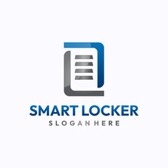 Fototapeta premium Smart locker logo design template. Safe storage technology concept. Creative vector symbol.