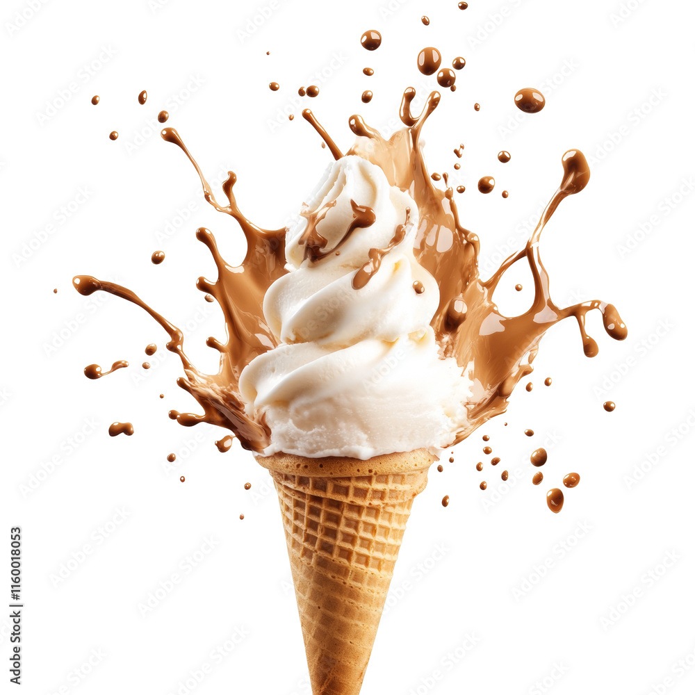 Aufkleber delicious ice cream cone splashing isolated transparent background