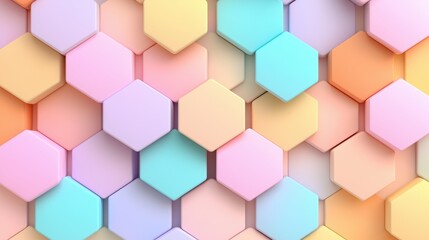 Colorful Hexagonal Tiles in Pastel Shades Arranged in Geometric Pattern for Modern Decor