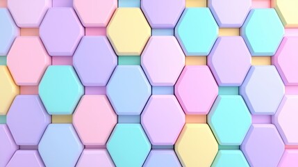 Colorful Pastel Hexagon Background in Soft Tones for Modern Design and Art Projects