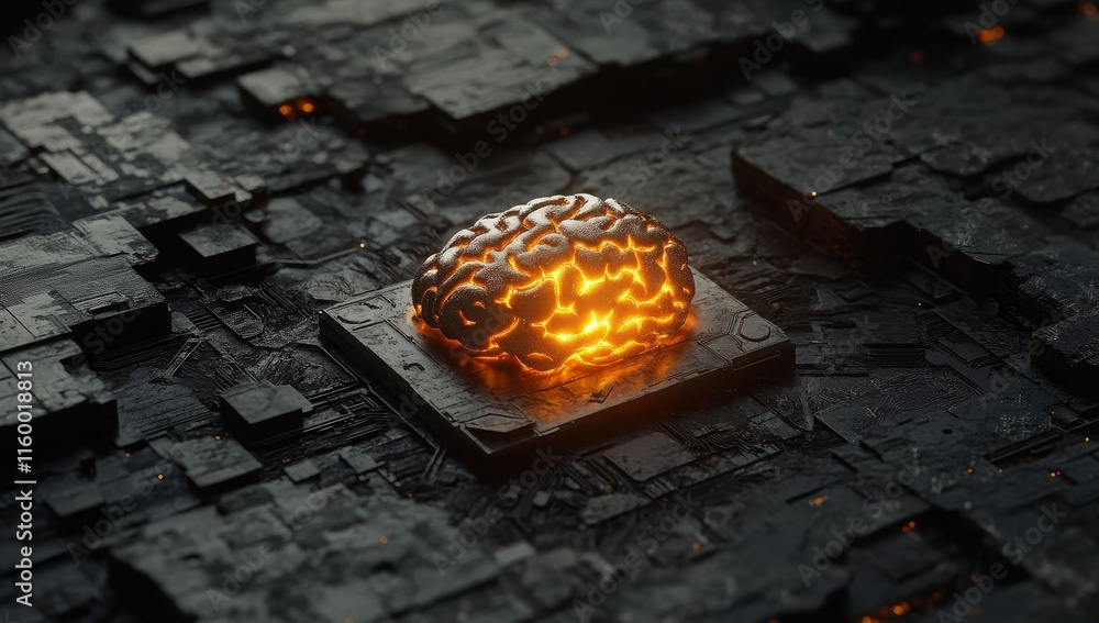 Poster glowing brain on a circuit board. (4)