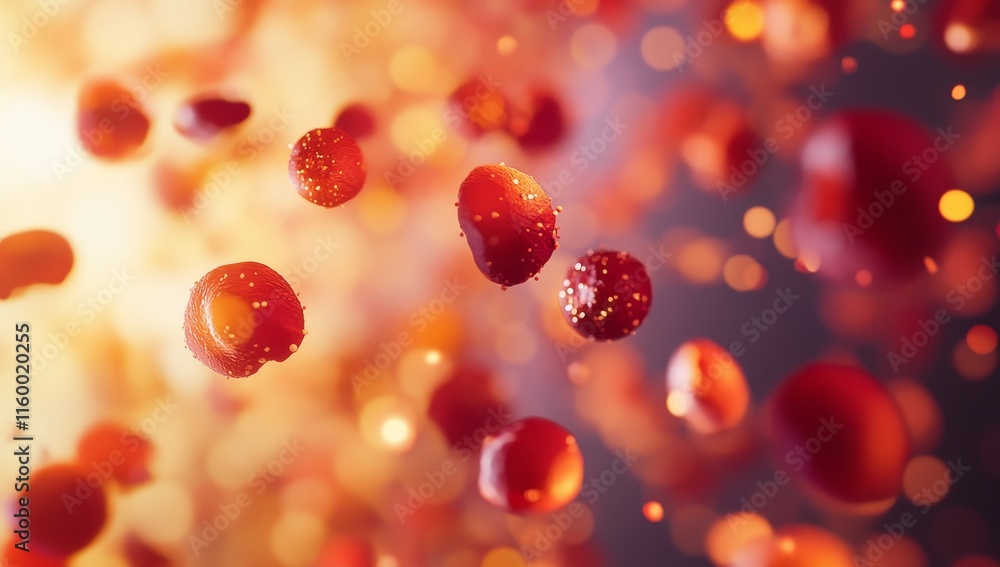 Poster Abstract red spheres floating in warm light.