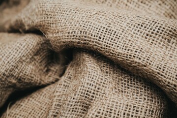 Close-up of Natural Woven Fabric Texture