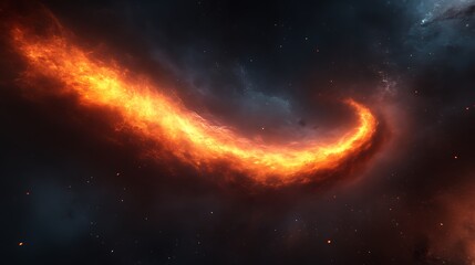 Obraz premium Fiery cosmic swirl in dark space background