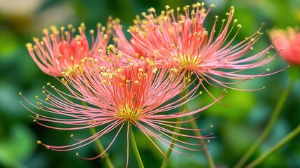 Close-up of Vibrant Red Ashoka Flowers Blooming in a Garden, Exuding a Natural Floral Background for a Lush Visual Treat