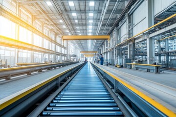 Fototapeta premium Modern Industrial Factory with Conveyor Belt System