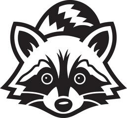 Raccoon's face with its distinctive mask-like markings and bushy tail 