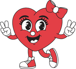 A smiling cartoon heart character 