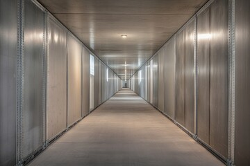 Modern Industrial Corridor - Empty Hallway Perspective