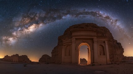 Milky Way Arch Over Ancient Ruins in the Desert