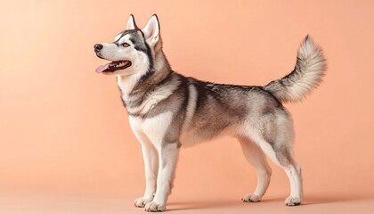 Fototapeta premium Majestic Siberian Husky Standing Gracefully on a Soft Background