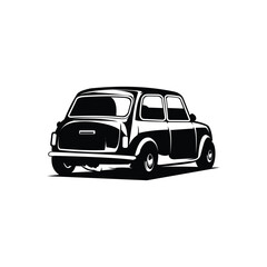 Obraz premium silhouette mini car logo. isolated white background view from behind. best for logo, badge, emblem, icon, sticker design. available in eps 10