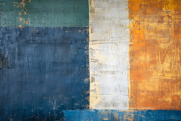 Abstract Textured Modern Art with Bold Colors in Blue Green Orange : Generative AI