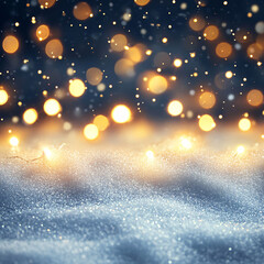 Naklejka premium Beautiful background on a Christmas theme with snowdrifts, snowfall and a blurred background 