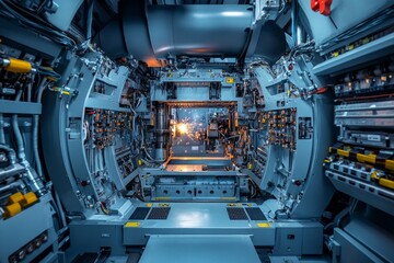 Intricate Industrial Machinery in Action: A Detailed View of Modern Manufacturing