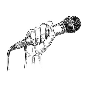hand holding microphone sketch clip art preview