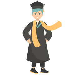 Illustration of People Graduation From University. Vector Character