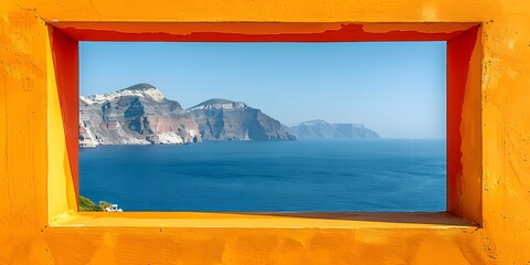 Fototapeta premium Sea view through Santorini arch.