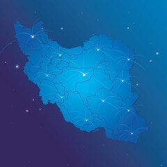 Obraz premium Iran map internet network
