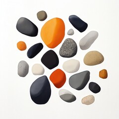 Volcanic rocks, earth elements, white background