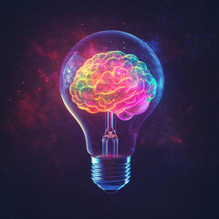 Creative light bulb explodes with colorful paint, sparks and splashes on a black background, concept. Think differently creative idea concept. Motion Color, Ink swirling
