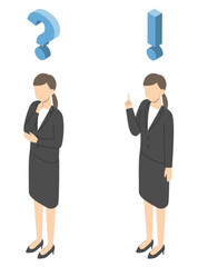 会社員女性　理解・疑問　アイソメトリック