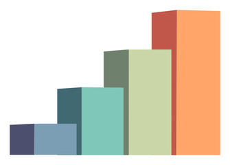 4 steps 3d bar graph vector design on isolated background 