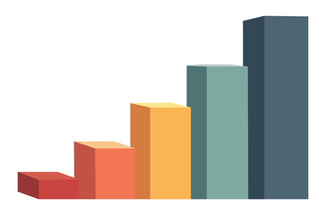 5 steps 3d bar graph vector design on isolated background 