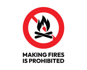 Campfire Prohibited Sign with Specific Notice, Essential for Public Safety and Compliance, High-Quality Vector Stock Image