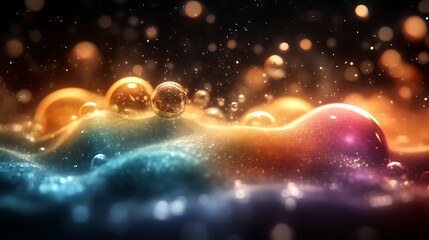 Glowing Spheres Resting On A Glittering Surface