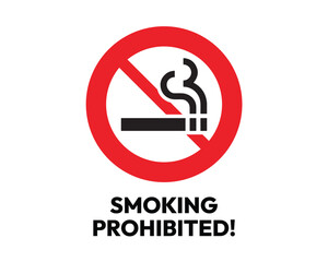 Smoking Prohibited Sign with Clear Prohibition Symbol, Essential for Public Health and Safety, High-Quality Vector Stock Image