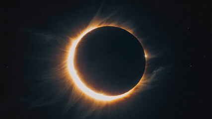 Annular solar eclipse: a celestial spectacle where the moon partially obscures the sun, creating a ring of fire effect.
