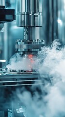 Industrial Machinery Producing Smoke in High-Tech Environment