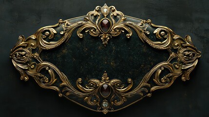 Ornate Vintage Frame with Intricate Gold Details and Gemstone Accents