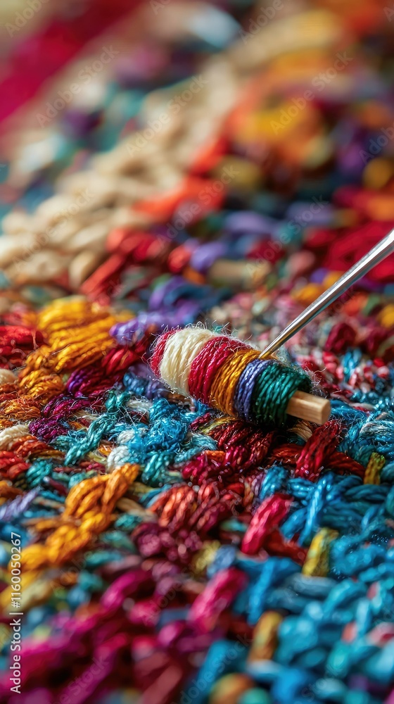 Poster vibrant threads of color in crafting a textured textile design
