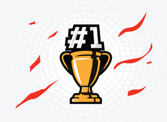 Vector of Number one best champions cup trophy,vector design, icon design, Champion cup winner trophy award, illustration