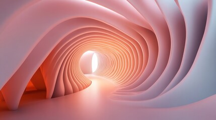 Obraz premium Abstract Pink Tunnel: A Journey Through Curves and Light