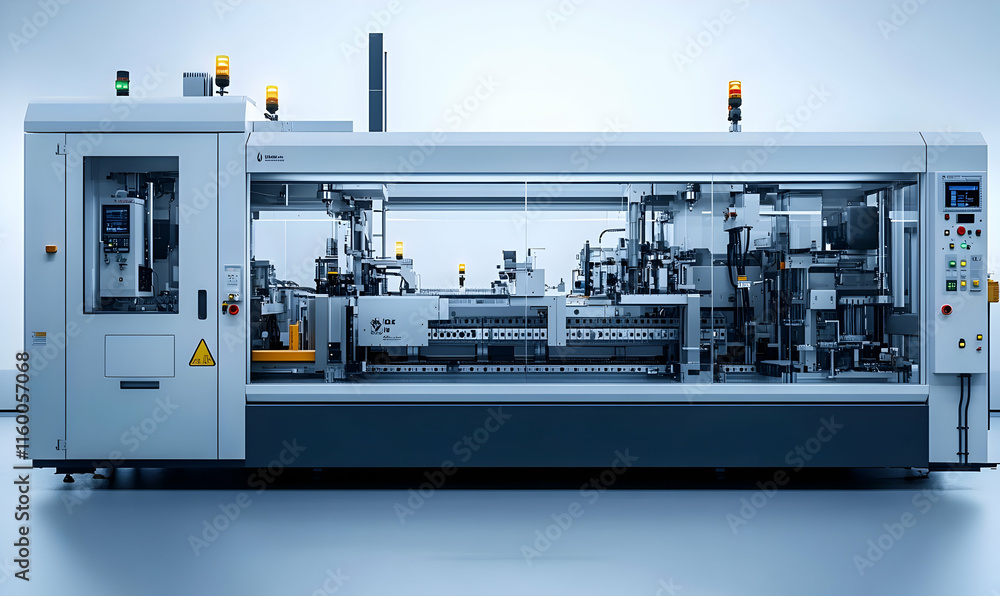 Poster a modern industrial machine designed for automated production processes.