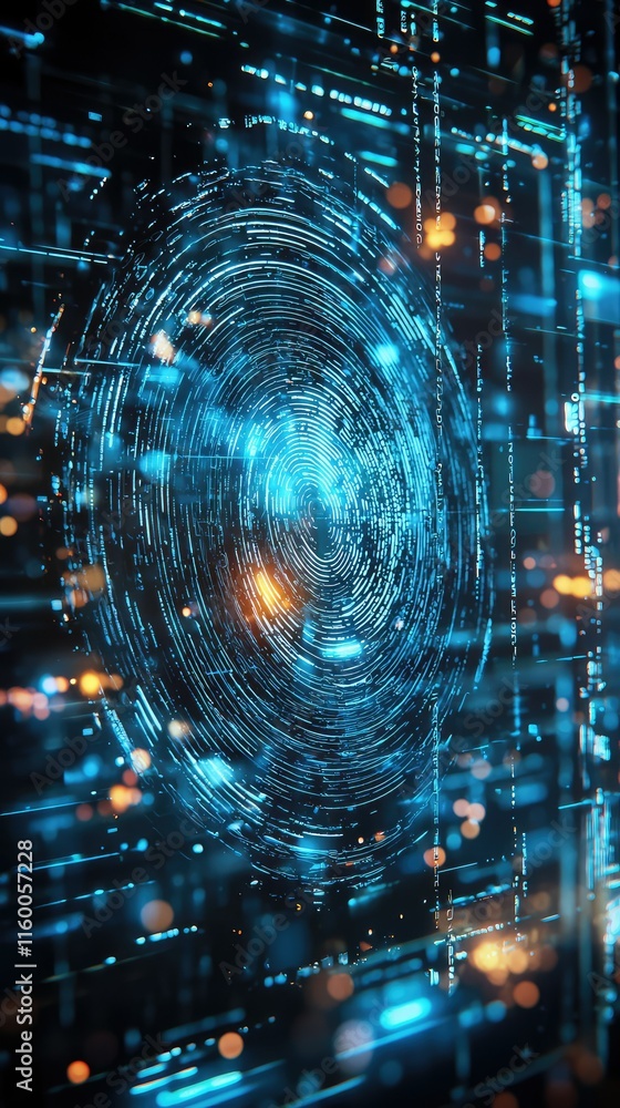 Poster abstract digital background with circles and glowing particles