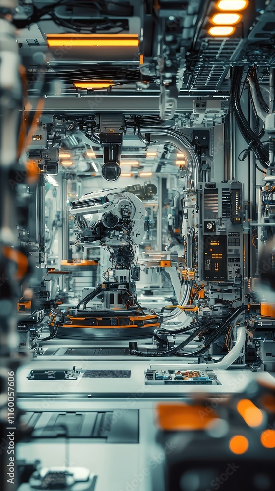 Aufkleber advanced robotics system in high-tech industrial environment