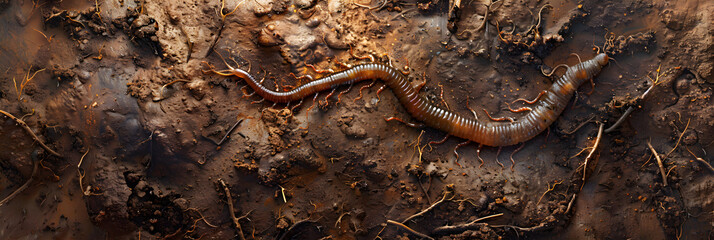 Earthworm Burrowing Through Nutrient-rich Soil, Showcasing Ecological Importance in Soil Health and Aeration