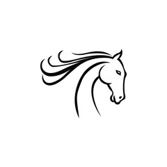 Elegant Horse Head Silhouette with Flowing Mane