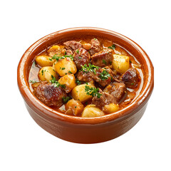 Tasty Spanish fabada asturiana Isolated On Transparent Background 