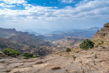 Obraz premium Breathtaking Mountain Valley View from a High Altitude Point